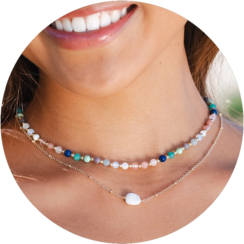 Women’s charm necklace-Spiritual Healer + Moonstone Necklace Stack