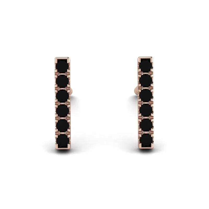 Women’s crystal earrings-Geometrical Gold Bar Black Diamond Earrings - Bonnie No. 8