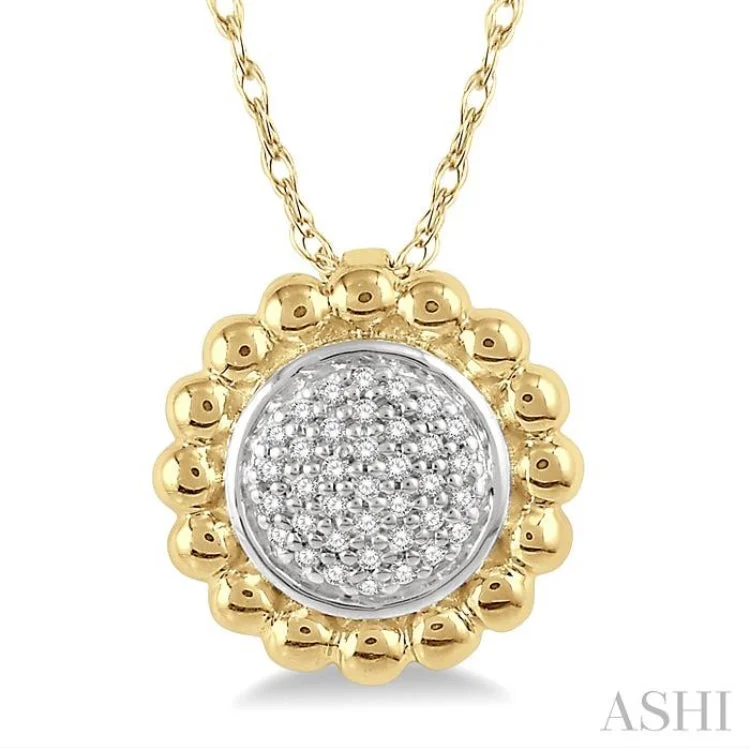 Women’s rose gold necklace-1/20 Ctw Floral Round Cut Diamond Fashion Pendant in 10K Yellow Gold with chain