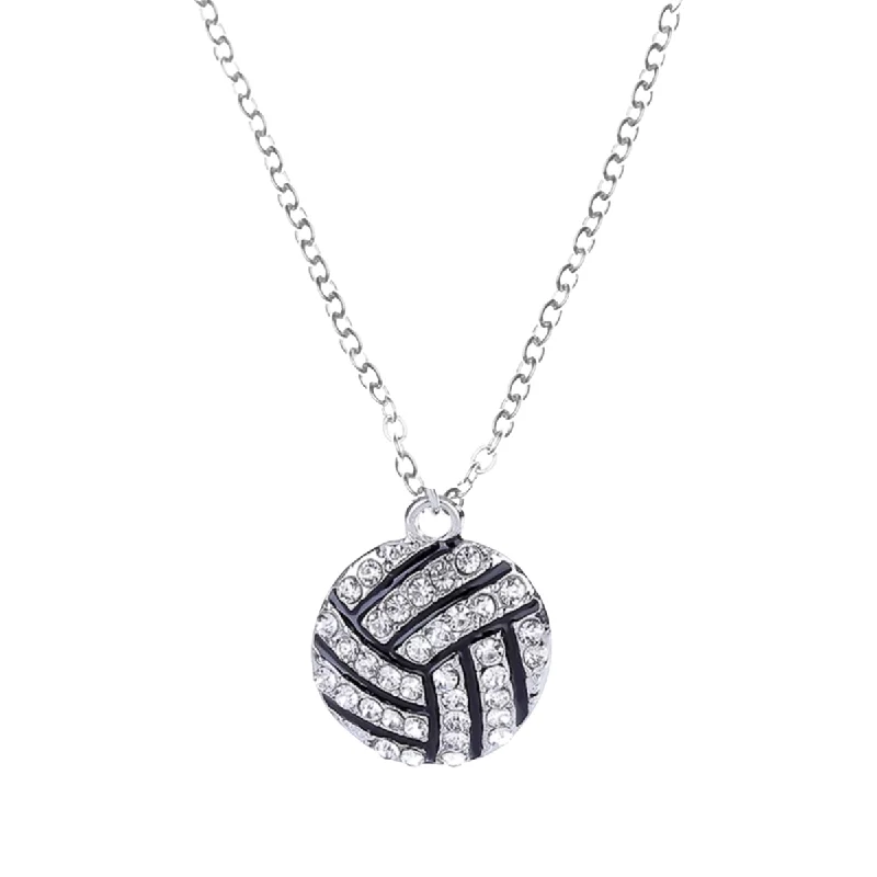 Women’s crystal charm necklace-Volleyball Rhinestone Necklace