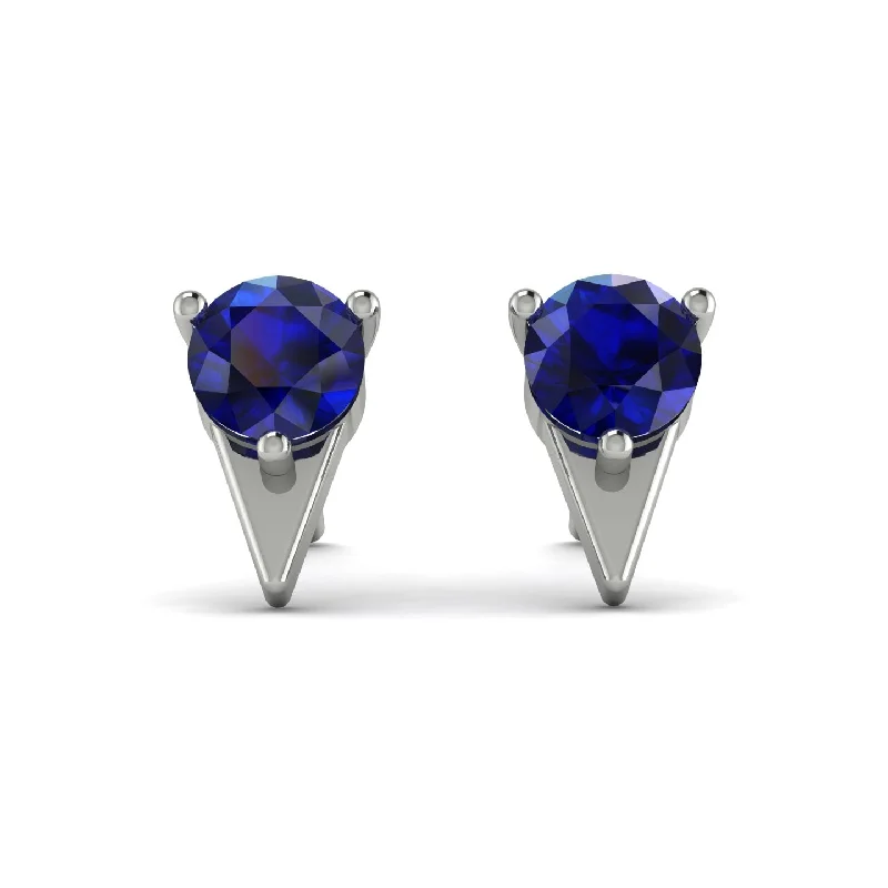 Women’s dangle earrings-Triangle Sapphire Earrings - Aisha No. 15