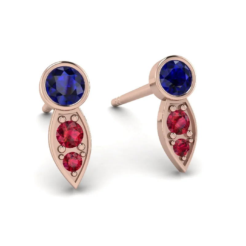 Women’s glamorous earrings-Bezel Sapphire Earrings In Pear Shaped - Aniya No. 59