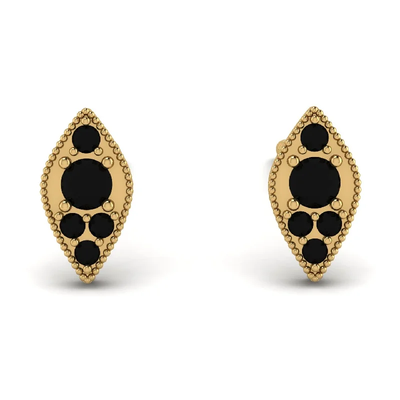 Women’s colored gemstone earrings-Milgrain Marquise Black Diamond Earrings - Faye No. 37