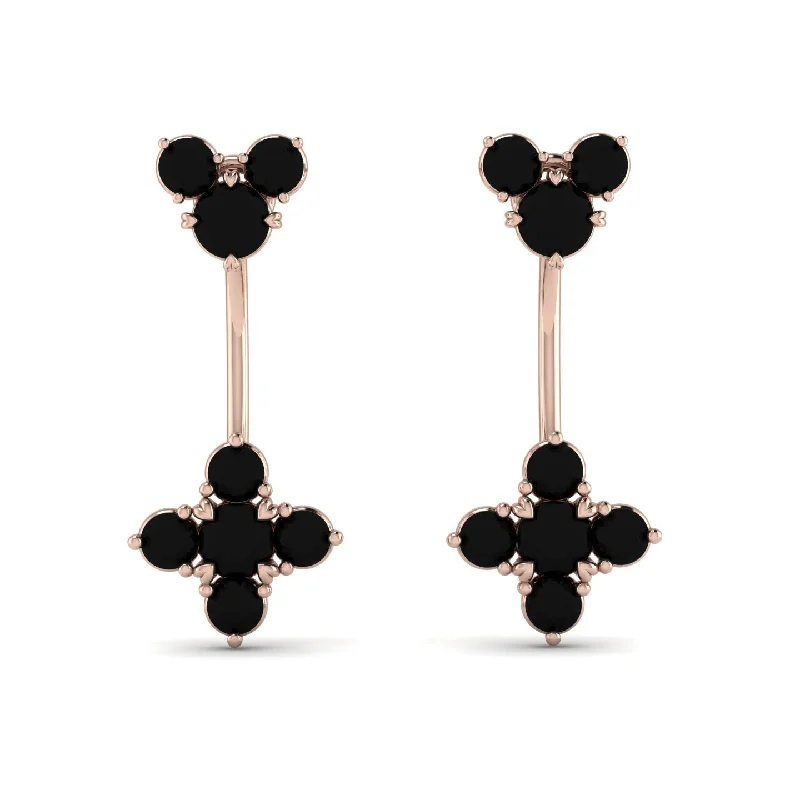 Women’s art deco earrings-Hanging Black Diamond Compass Earrings - Brittany No. 38