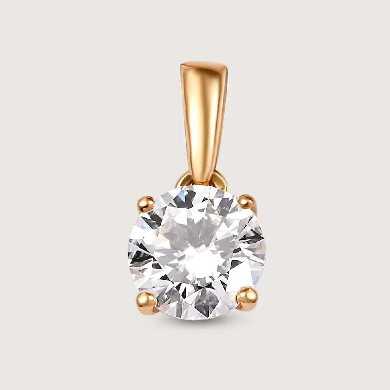 Women’s silver-plated necklace-1 Ct. Lab Grown Diamond Pendant in 9K Gold