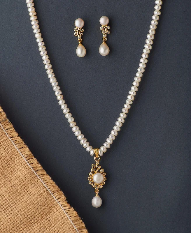 Women’s choker necklace-Trendy Real Pearl Necklace Set