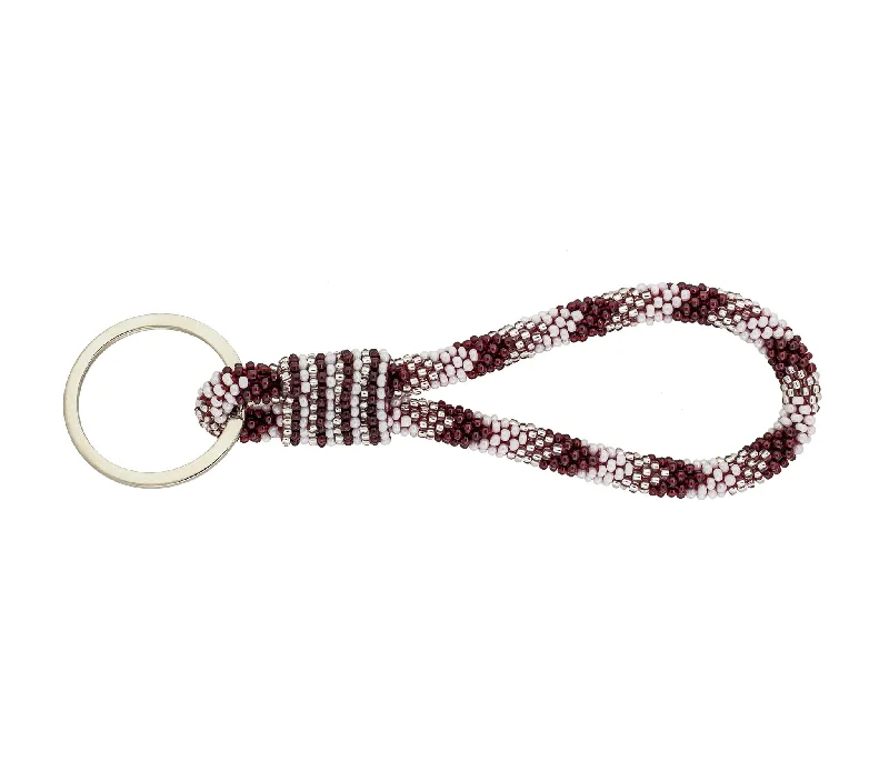 Women’s emerald necklace-Game Day Roll-On® Keychain <br> - Maroon & White