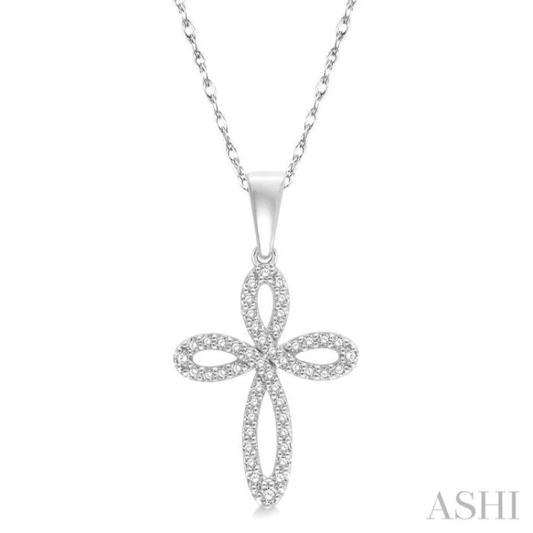 Women’s sleek necklace-1/5 Ctw Infinity Round Cut Diamond Cross Pendant With Chain in 14K White Gold