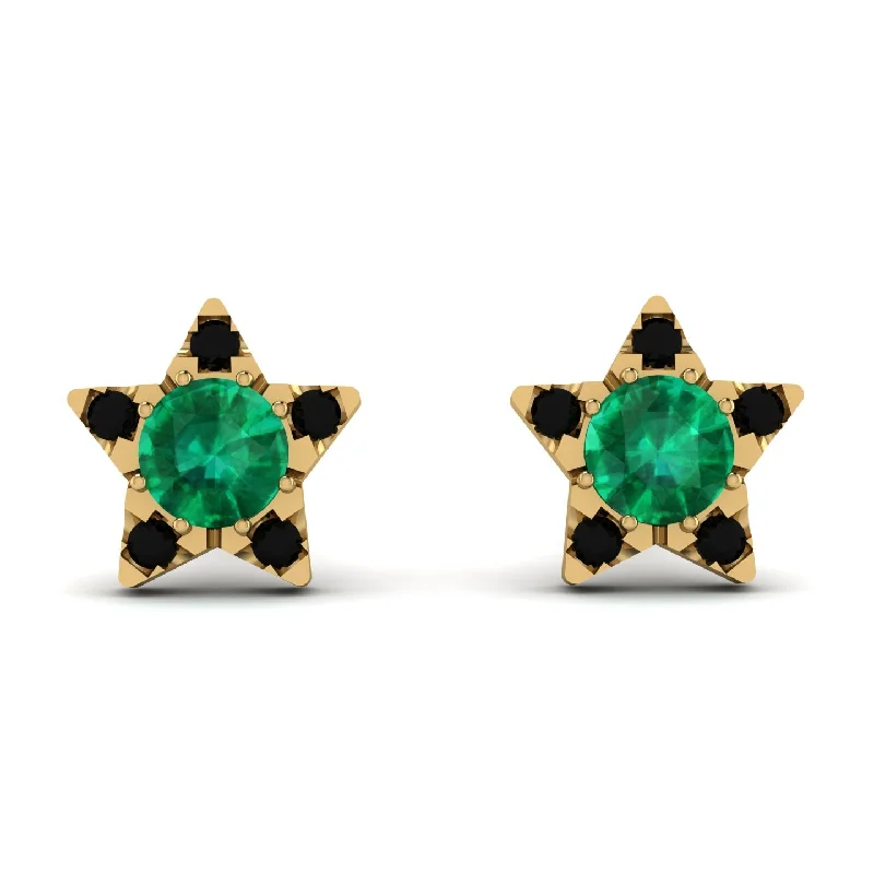 Women’s bridal earrings-Star Halo Emerald Earrings - Zelda No. 34