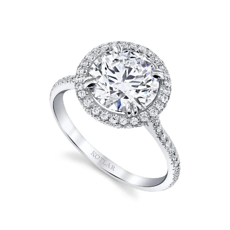 Women’s minimalist engagement ring-Arabesque Platinum and Round Diamond Halo Ring