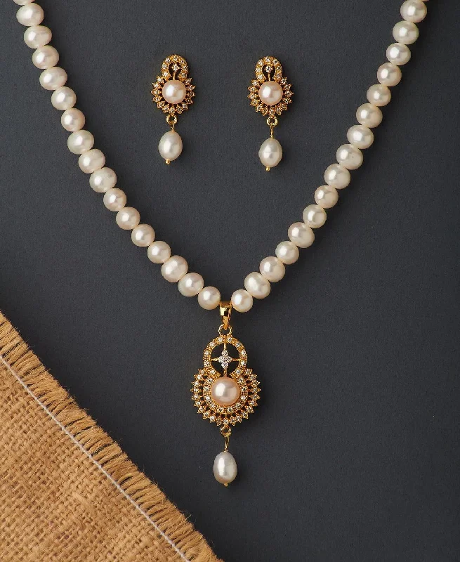 Women’s adjustable gold necklace-Trendy Real Pearl Necklace Set