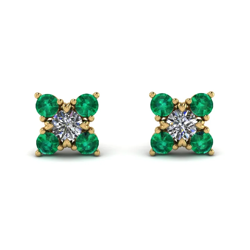 Women’s multi-colored earrings-Geometrical 5 Diamonds Stud Earrings - Noa No. 16