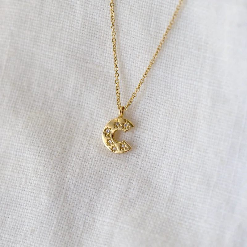 Women’s chain necklace-Diamond Initial Necklace