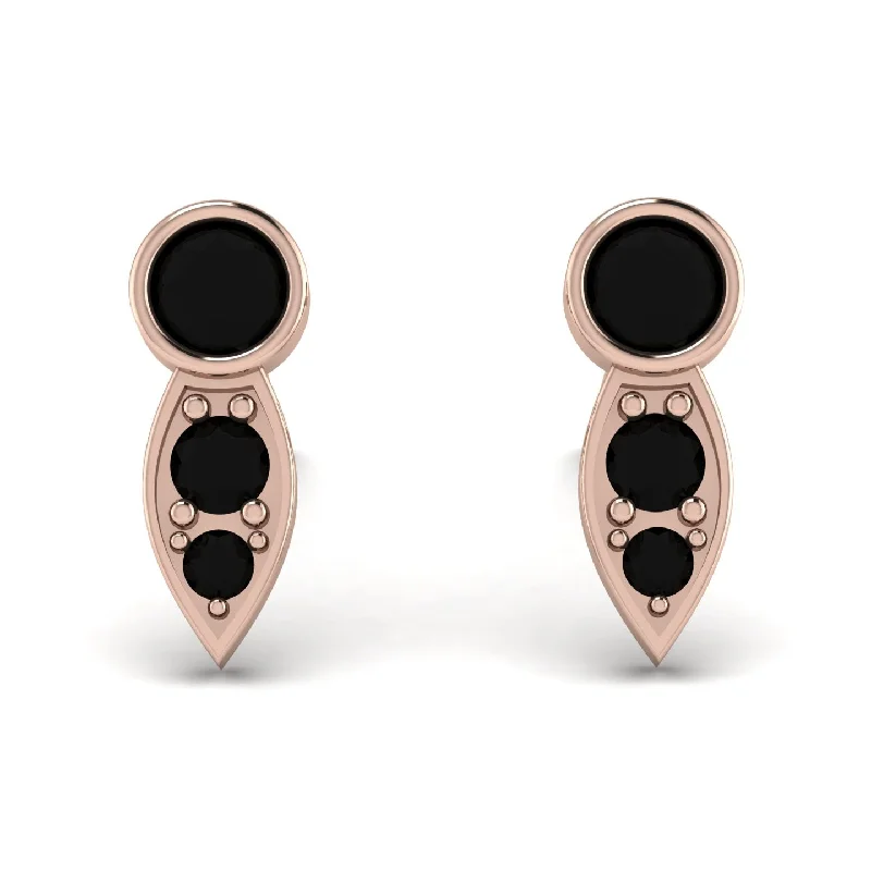 Women’s elegant earrings-Bezel Black Diamond Earrings In Pear Shaped - Aniya No. 38