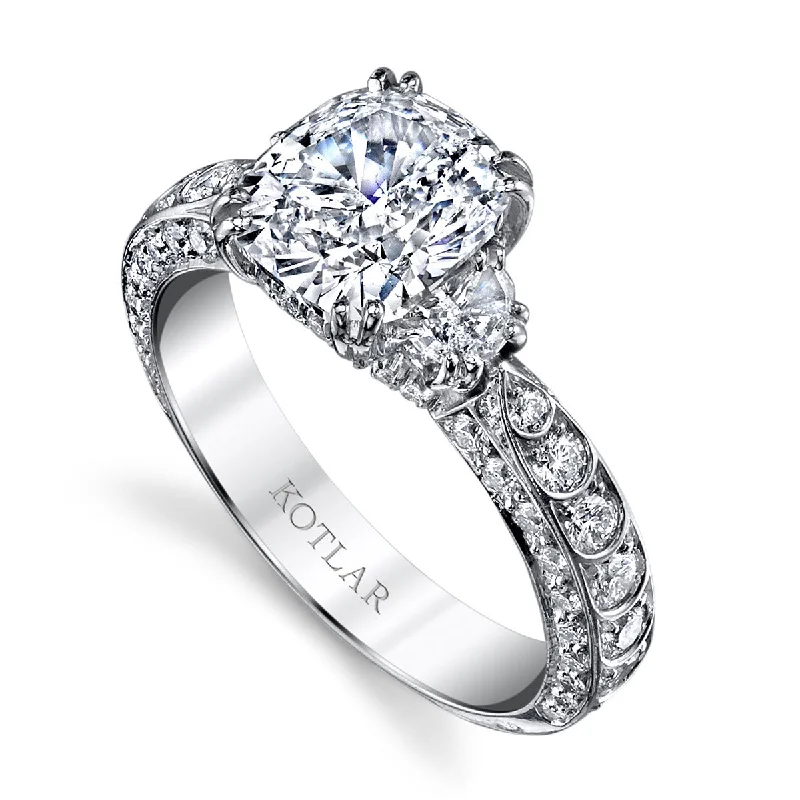 Women’s large diamond engagement ring-Artisan Pave Scallop Diamond 3-Stone Ring