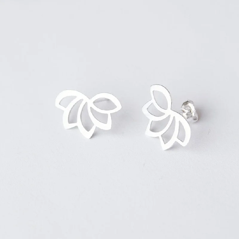 Women’s square earrings-Lotus Post Earrings