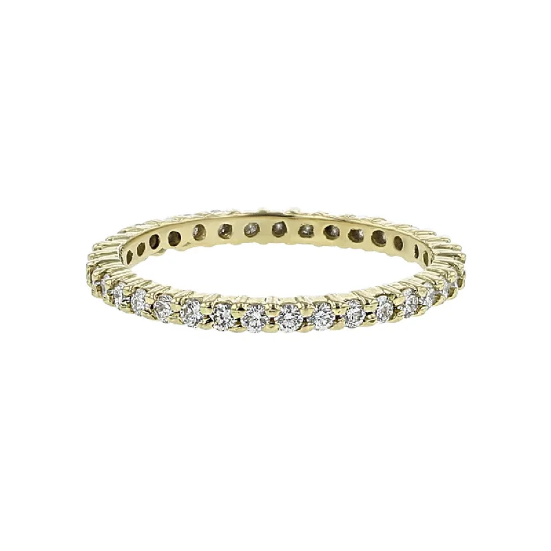 Women’s cushion-cut engagement ring-18K Yellow Gold Diamond Eternity Band