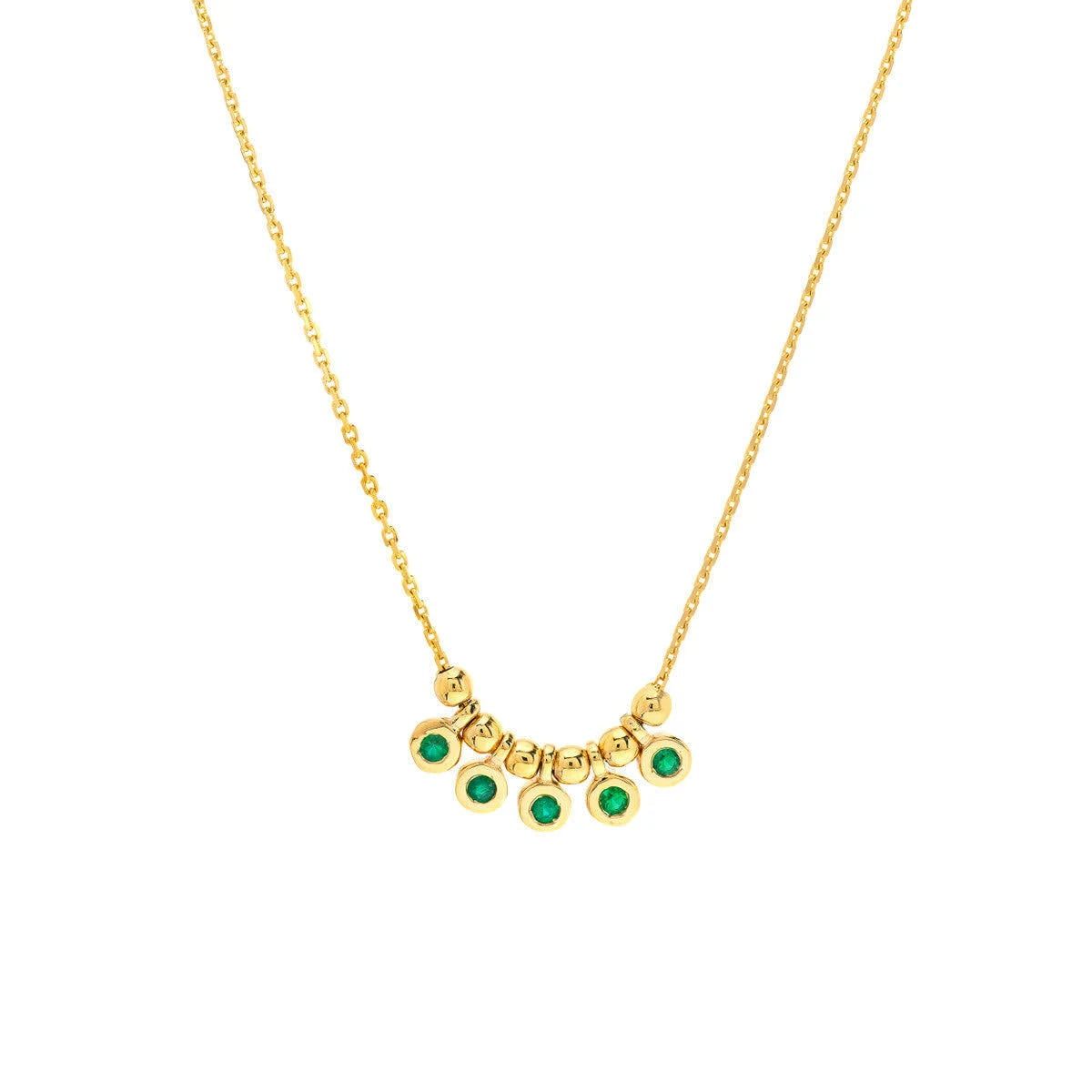 Women’s simple gold necklace-Emerald Bezel Confetti Necklace