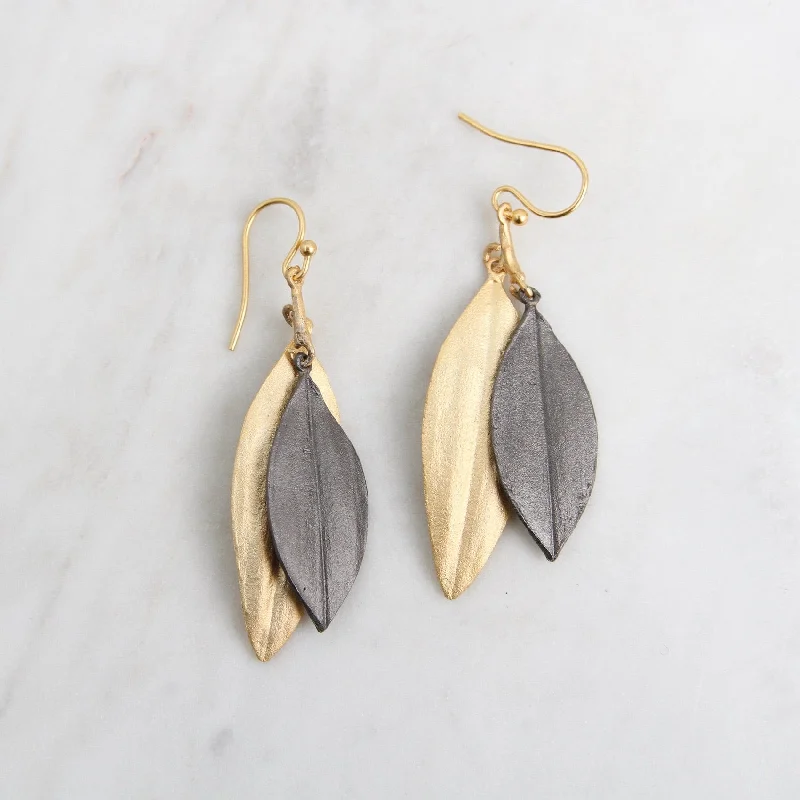 Women’s long earrings-Cordyline Double Leaf Wire Earrings