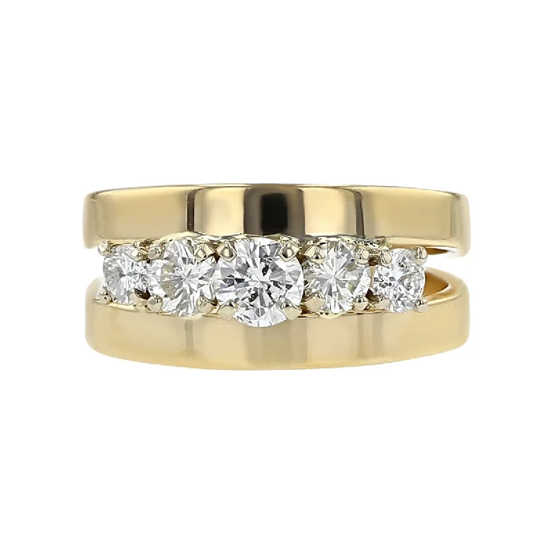 Women’s custom engagement ring-1.00-Carat Graduated Diamond 14K Yellow Gold Band