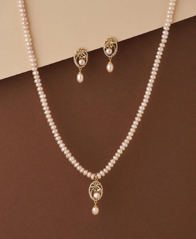 Women’s diamond pendant necklace-Trendy Real Pearl Necklace Set