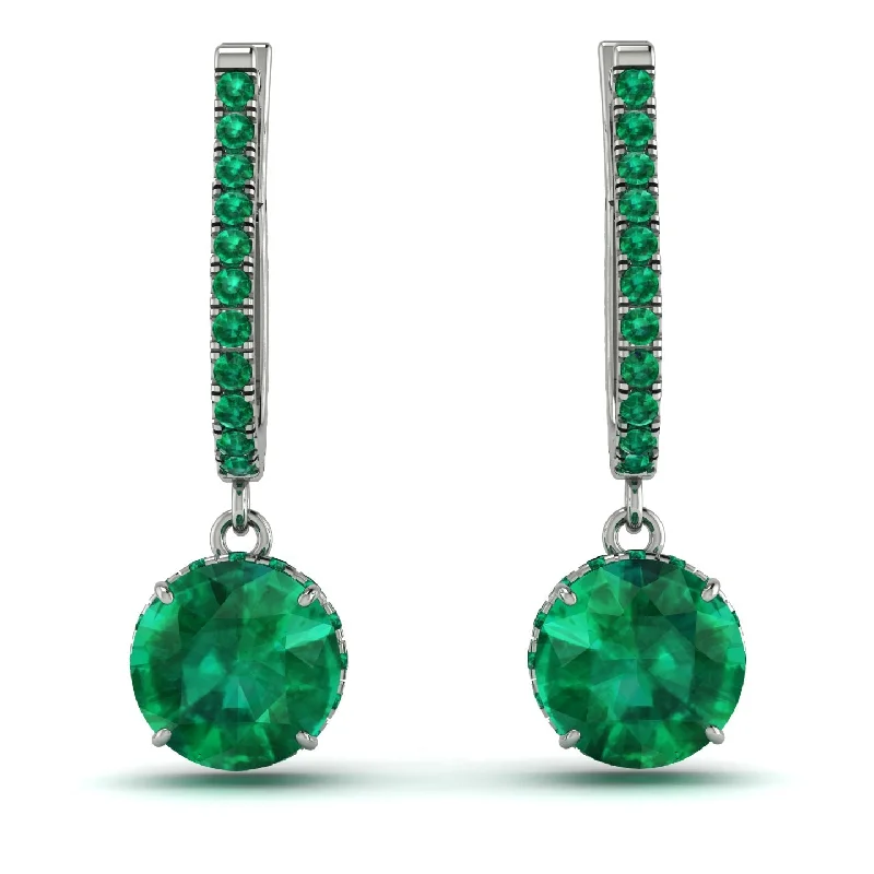 Women’s stud earrings-Emerald Dangle Earrings With Hidden Halo - Adaline No. 21