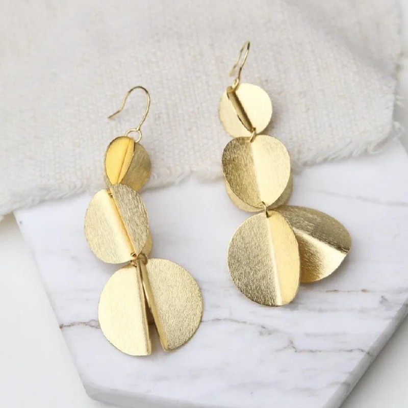 Women’s chunky earrings-Angelina Earring 3-D Disc Drop Earrings