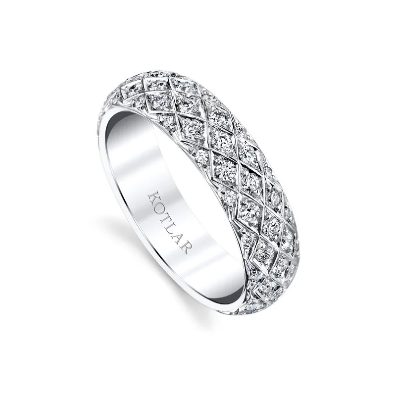 Women’s halo engagement ring with sapphire-Criss Cross Artisan Pave Diamond Eternity Band