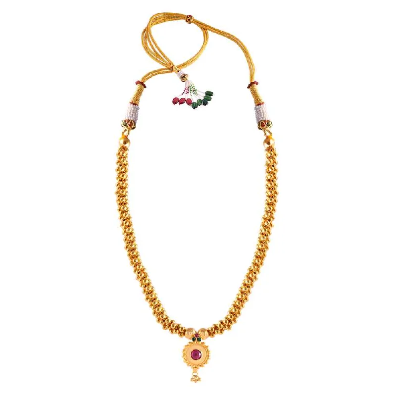 Women’s layered gold necklace-Designer Gold Thusi Necklace For Women