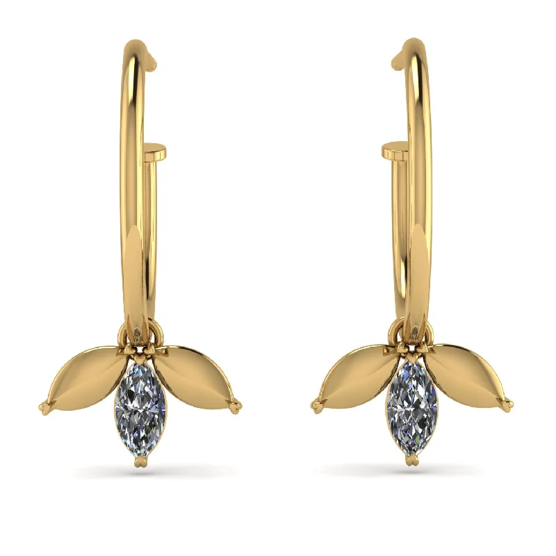 Women’s hanging earrings-Leaves Diamond Earrings - Anika No. 1