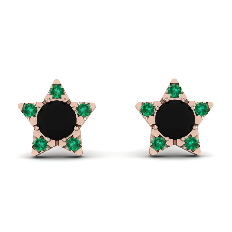 Women’s statement earrings-Star Halo Black Diamond Earrings - Zelda No. 23