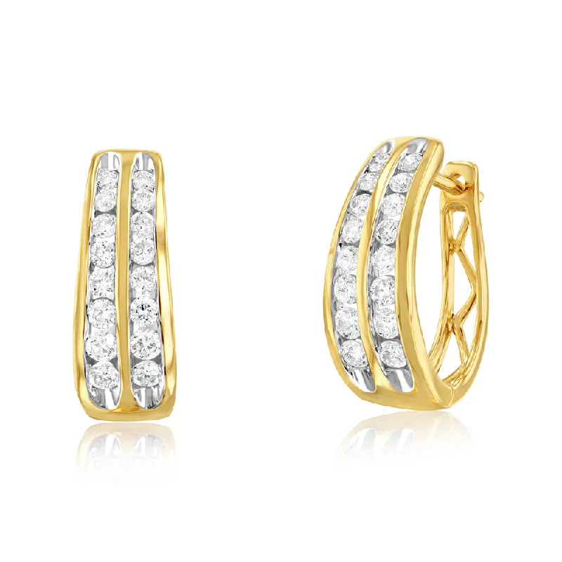 Women’s boho chic earrings-Luminesce Lab Grown 9ct Yellow Gold 1/2 Carat Diamond Hoop Earring