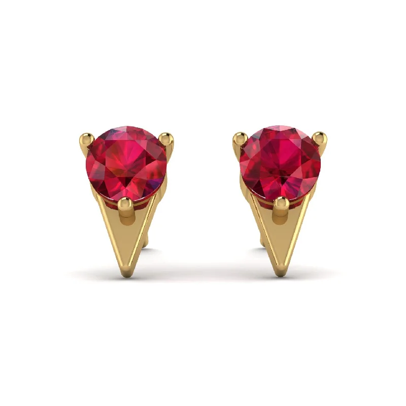 Women’s stud earrings with diamonds-Triangle Ruby Earrings - Aisha No. 10