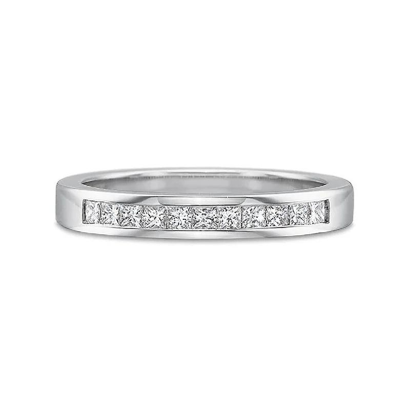 Women’s art deco engagement ring-Half Round Princess Cut Diamond Channel Set Band