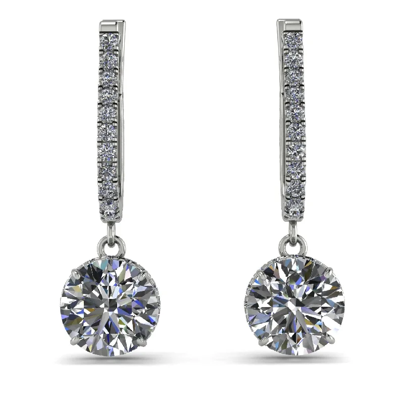 Women’s golden stud earrings-Diamond Dangle Earrings With Hidden Halo - Adaline No. 3