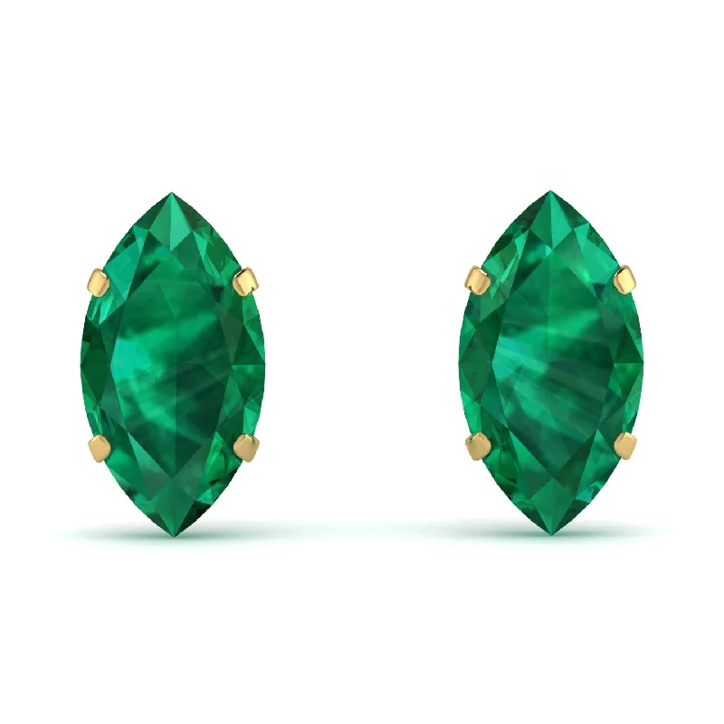 Women’s flower earrings-Hidden Halo Marquise Emerald Earrings - Journey No. 4