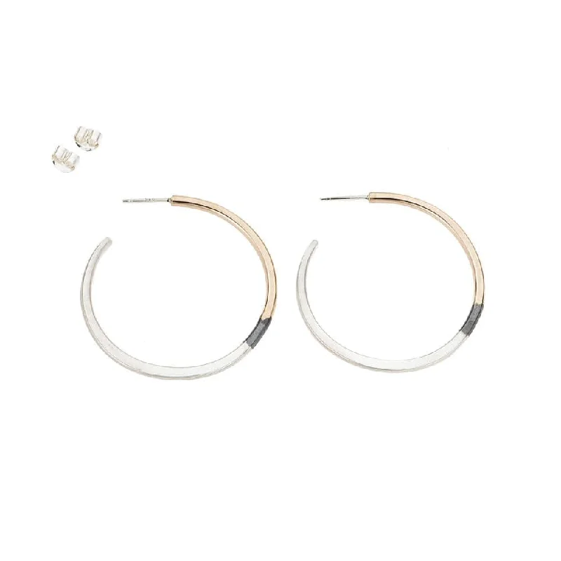 Women’s luxury gold earrings-Tri Toned Classic Circle Hoop Earrings