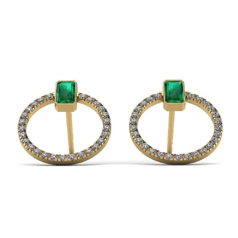 Women’s luxury pearl earrings-Emerald Cut Circle Emerald Earrings - Oaklyn No. 4