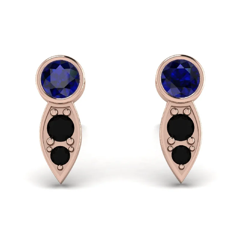 Women’s heart-shaped stud earrings-Bezel Sapphire Earrings In Pear Shaped - Aniya No. 44