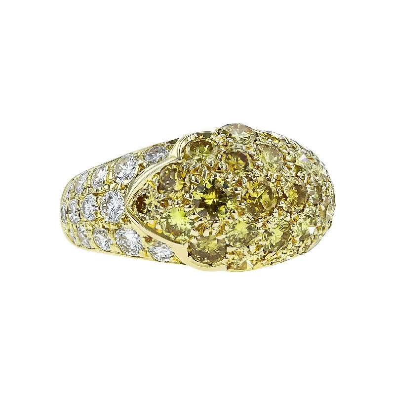 Women’s oval engagement ring-Fancy Intense Yellow Diamond Dome Ring