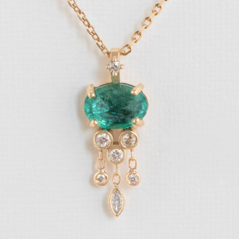 Women’s emerald necklace-Emerald Jellyfish Necklace