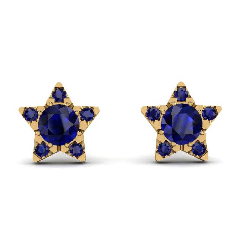 Women’s luxury earrings-Star Halo Sapphire Earrings - Zelda No. 73