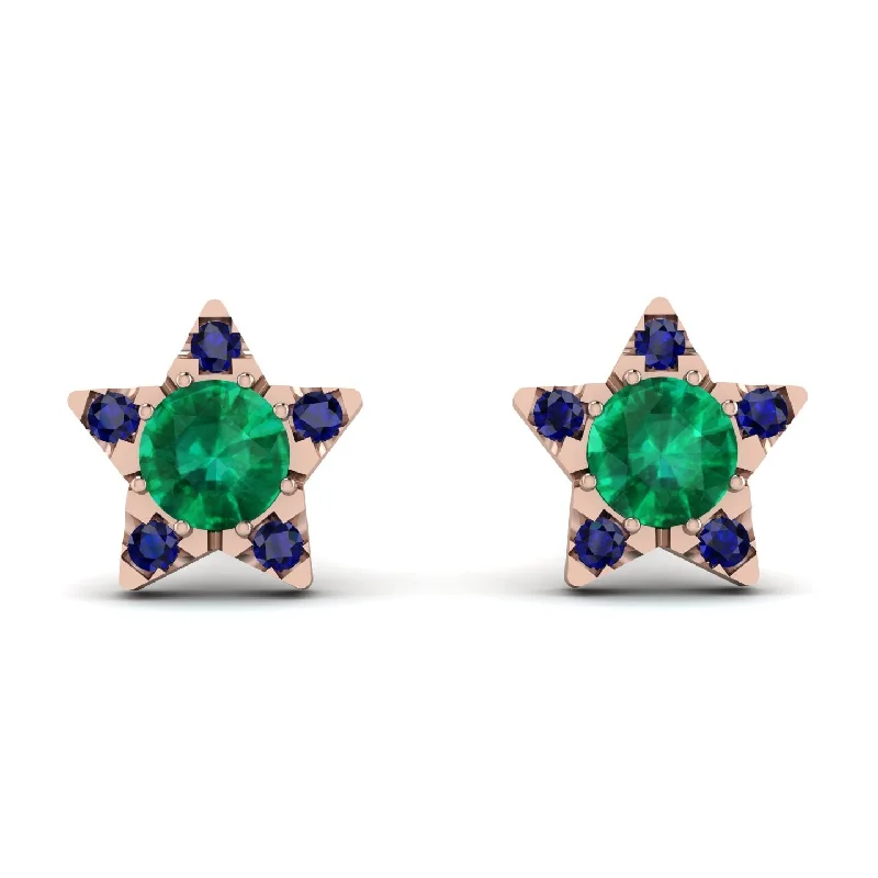 Women’s hoop earrings-Star Halo Emerald Earrings - Zelda No. 65