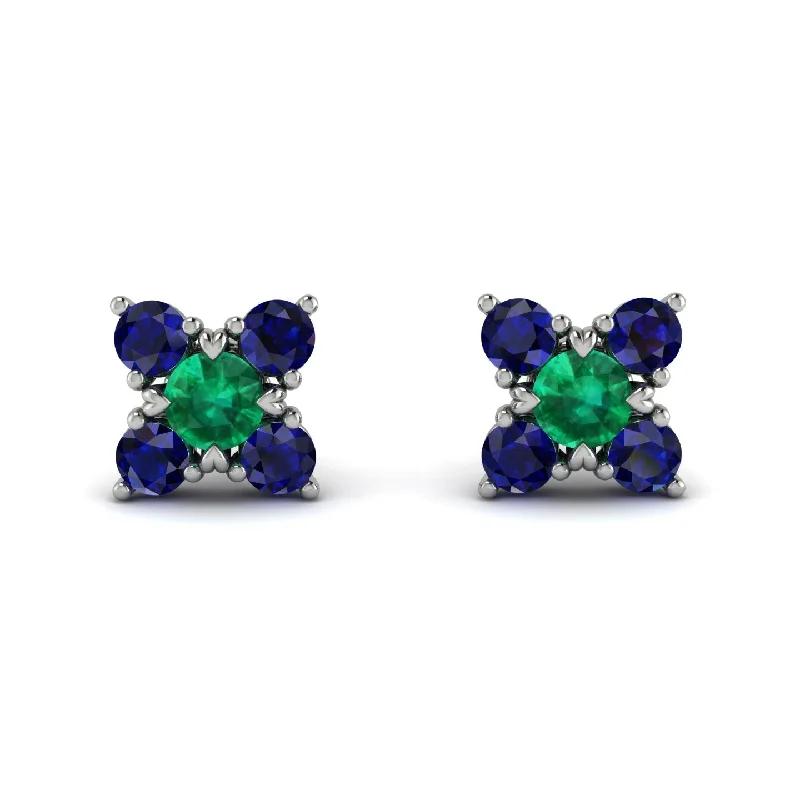 Women’s minimalist earrings-Geometrical 5 Emeralds Stud Earrings - Noa No. 66