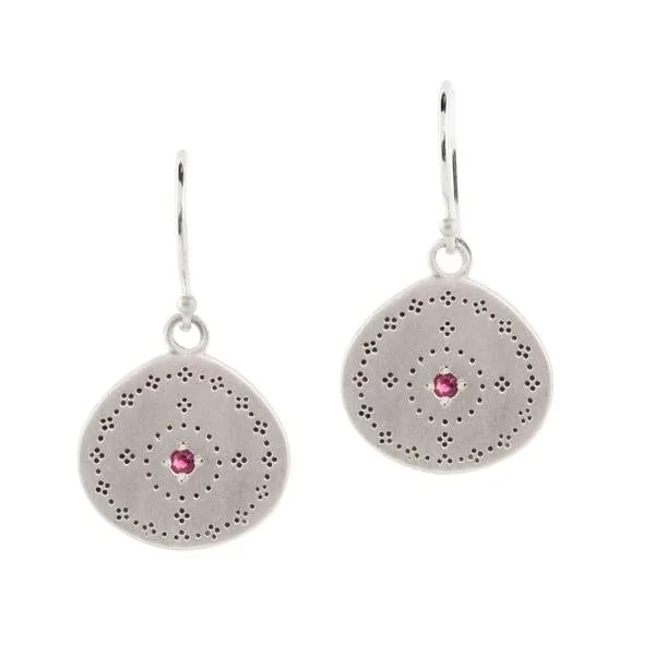 Women’s bridal drop earrings-Silver Nostalgia Earrings in Ruby