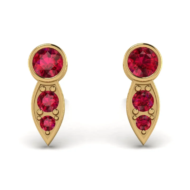 Women’s adjustable earrings-Bezel Ruby Earrings In Pear Shaped - Aniya No. 55