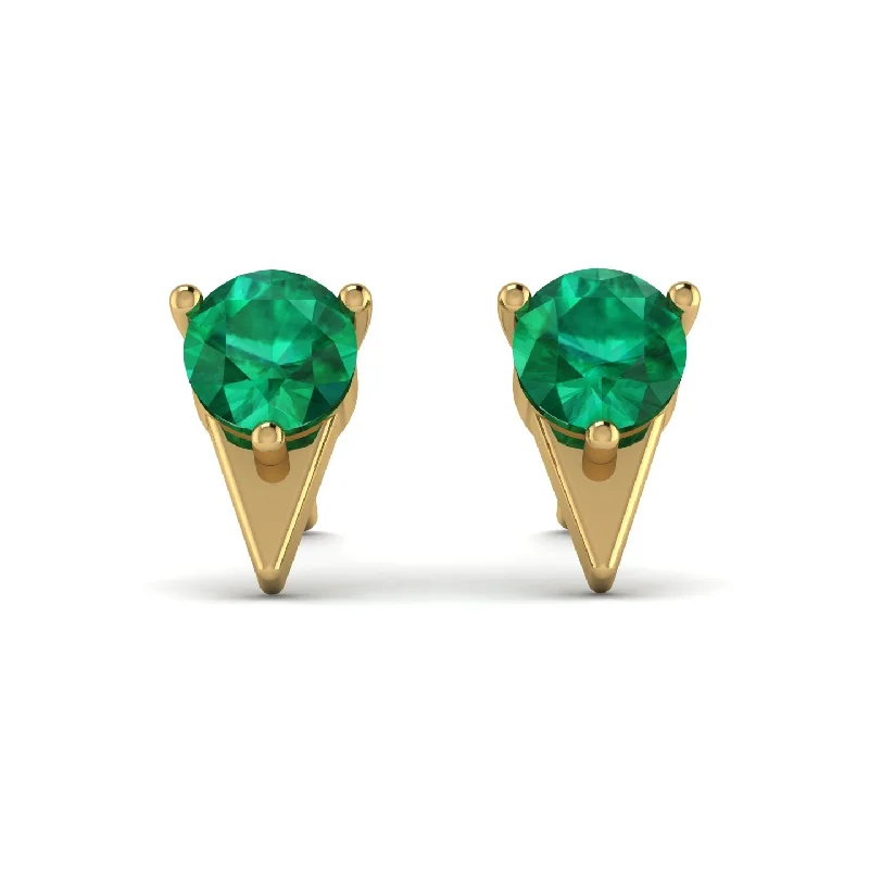 Women’s pearl hoop earrings-Triangle Emerald Earrings - Aisha No. 4