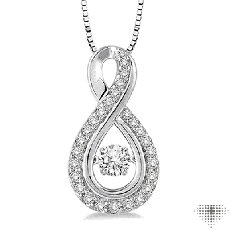 Women’s friendship necklace-3/8 Ctw Diamond Emotion Pendant in 14K White Gold with Chain