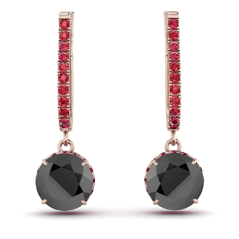 Women’s glamorous earrings-Black Diamond Dangle Earrings With Hidden Halo - Adaline No. 53