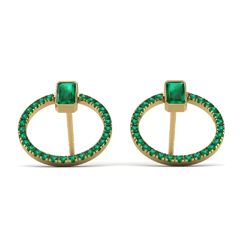 Women’s boho chic earrings-Emerald Cut Circle Emerald Earrings - Oaklyn No. 19